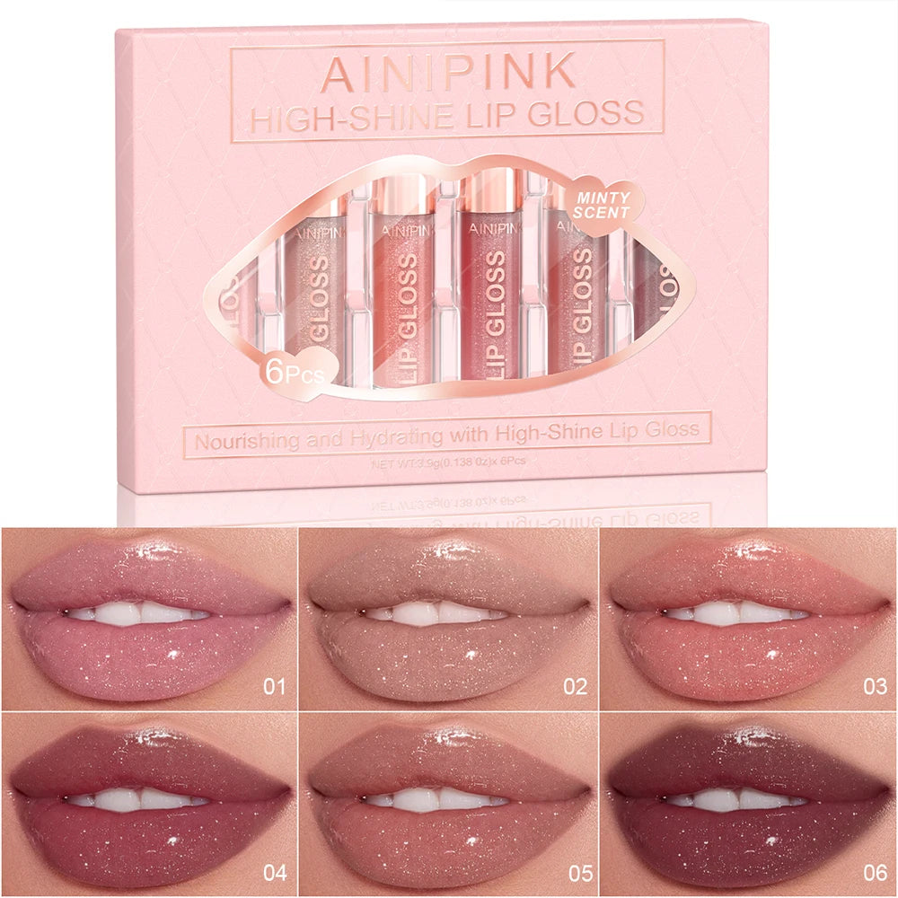 Glitter Lip Gloss Lipstick, Lip Tint Moisturizing Hydrating Long Lasting  Non-Stick Cup Waterproof Nude Lip Plumper High Pigment