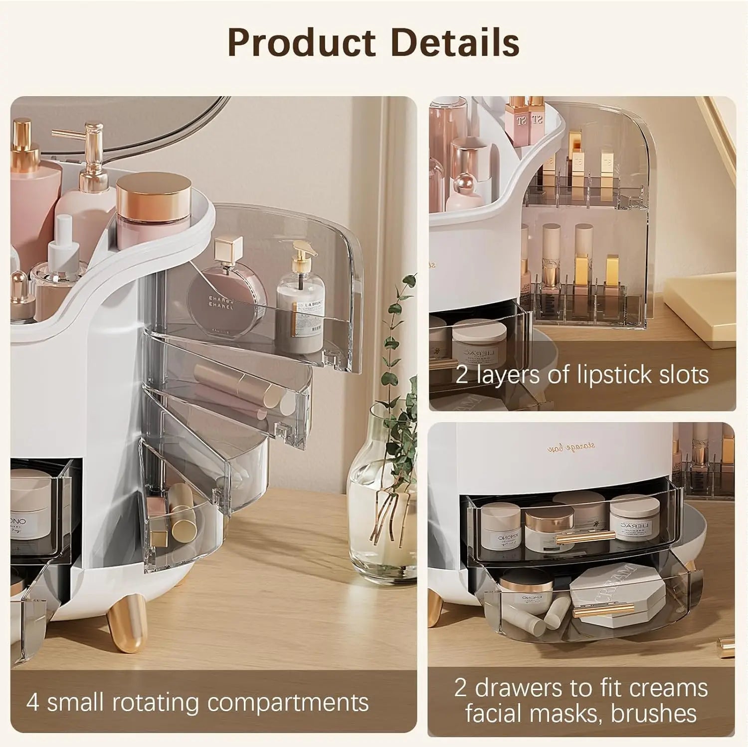 Cosmetics Storage Box Makeup Display Shelf Desktop Dressing Table Jewelry Organizer Box Bathroom Lipstick Skin Care Product Rack