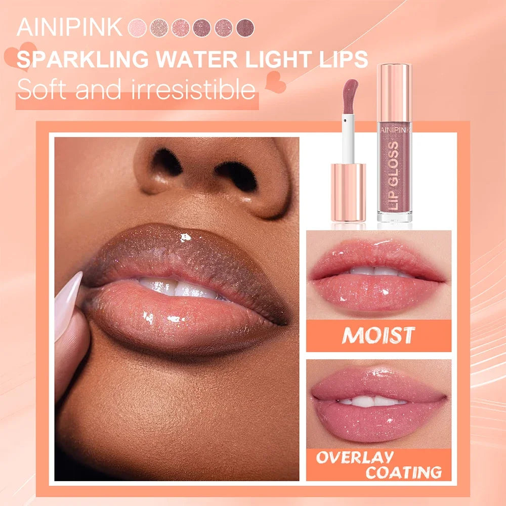 Glitter Lip Gloss Lipstick, Lip Tint Moisturizing Hydrating Long Lasting  Non-Stick Cup Waterproof Nude Lip Plumper High Pigment
