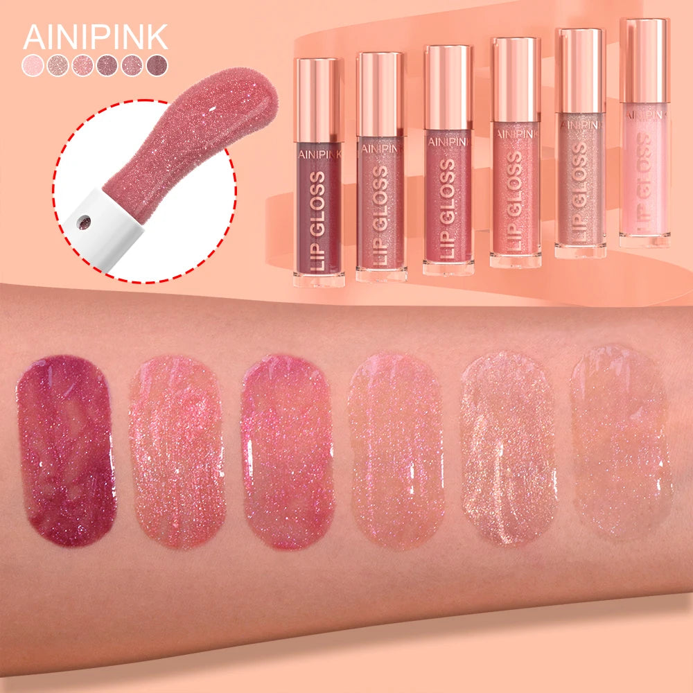Glitter Lip Gloss Lipstick, Lip Tint Moisturizing Hydrating Long Lasting  Non-Stick Cup Waterproof Nude Lip Plumper High Pigment