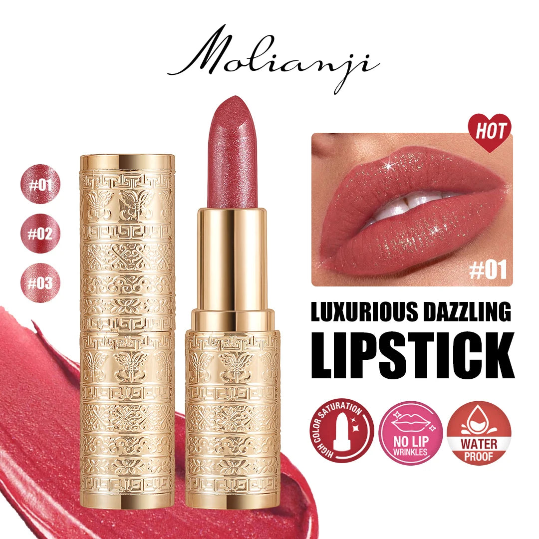 Shining lipstick, long-lasting formula, vibrant colors, easy to apply, suitable for beginners, creating amazing lip makeup