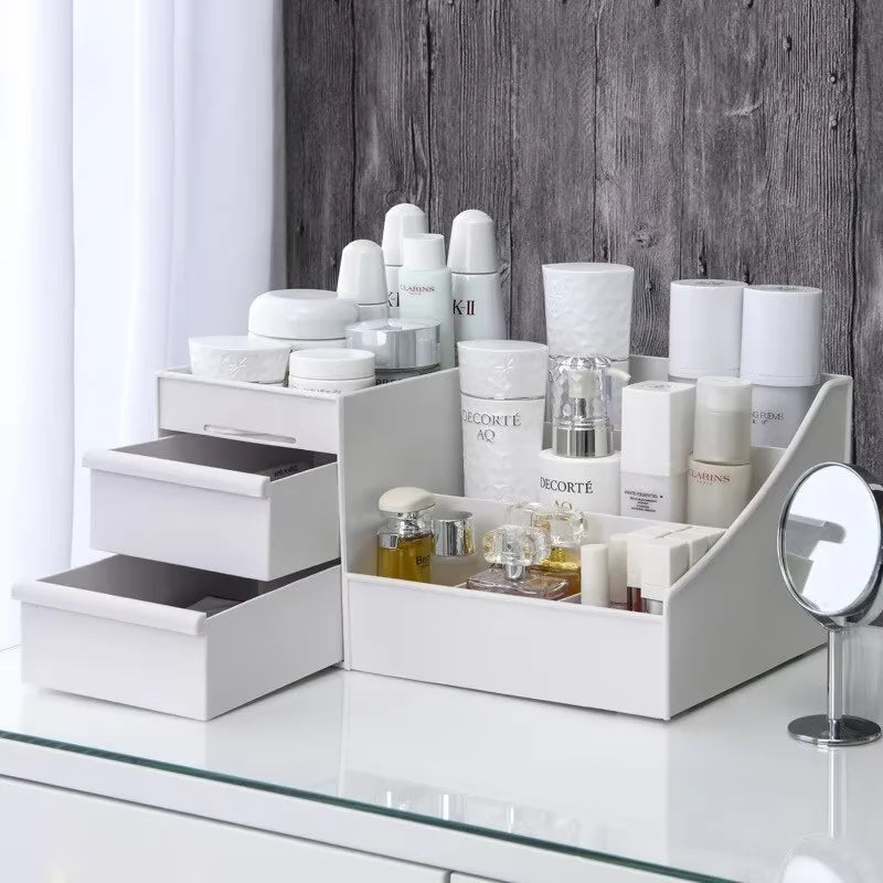 Cosmetic storage box drawer-type dormitory organization storage rack girls skin care product dressing table storage artifact