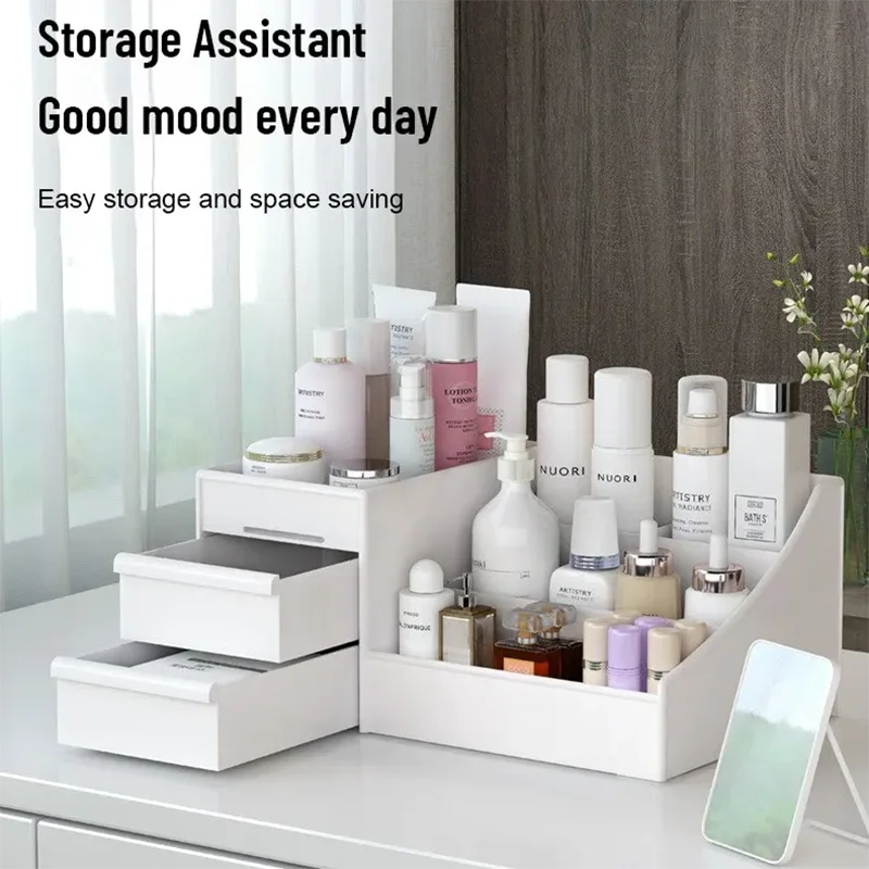 Cosmetic storage box drawer-type dormitory organization storage rack girls skin care product dressing table storage artifact