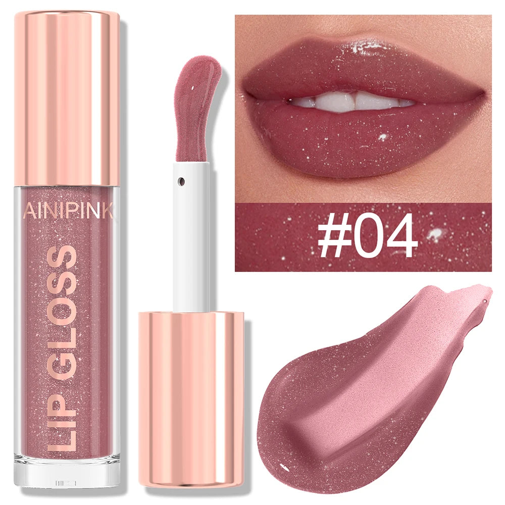 Glitter Lip Gloss Lipstick, Lip Tint Moisturizing Hydrating Long Lasting  Non-Stick Cup Waterproof Nude Lip Plumper High Pigment