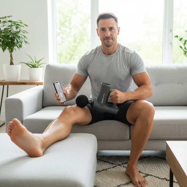 Man using fascia massager