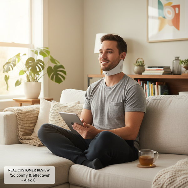 Man with posture corrector